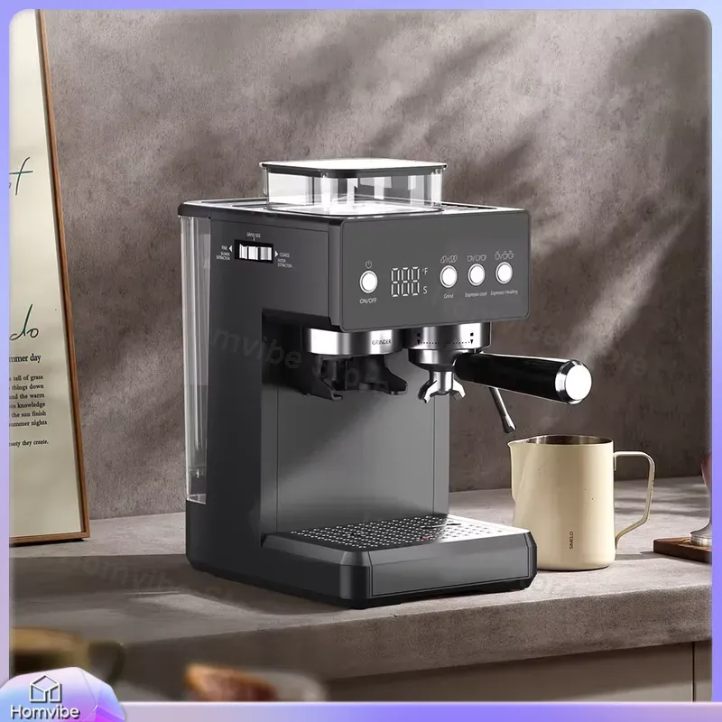 Home Barista - 3 in 1セミオートマチックエスプレッソマシン、グラインダー内蔵、ミルクフォーマー、コールドブリューファンクション、20バールポンプ搭載、ホームバリスタ向け
