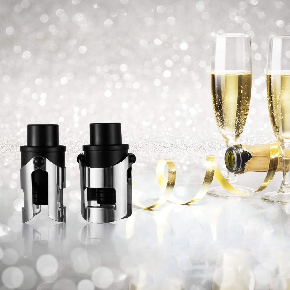 Wine Preservation Pump - 2個入り内蔵圧力ポンプ付き真空シャンパンストッパー、タイムスタンプ付き再利用可能ワインストッパー、二重耳デザイン