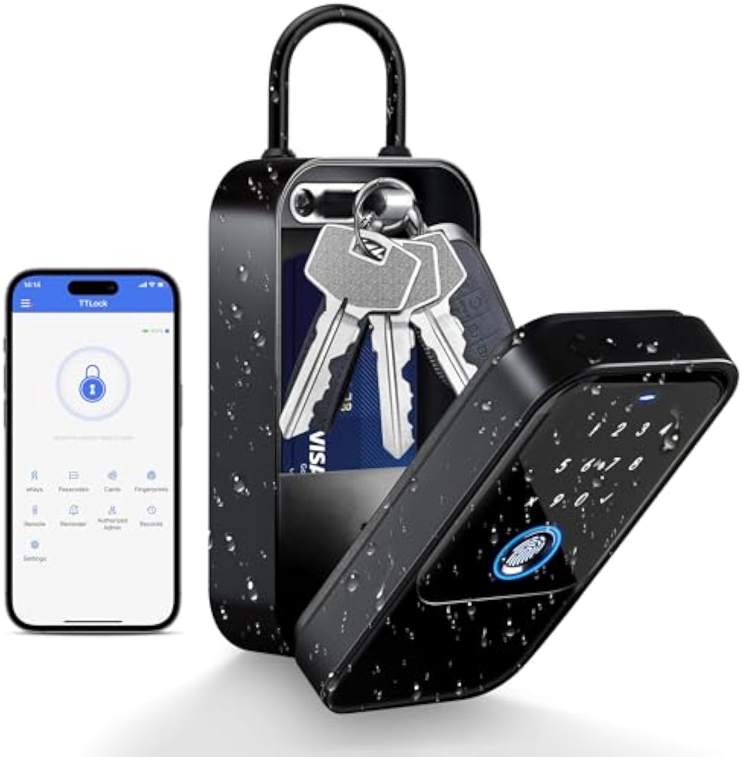Home Bargains - スマートワイヤレスキーロック,デジタルコード,Bluetooth,ホスト,ホーム,電子アプリ用の安全な南京錠ボックス,コード