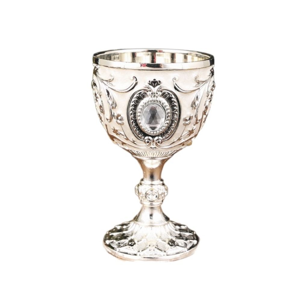 Old Fashioned Glass - 装飾エンボス加工ヴィンテージメタルワインカップダイヤモンドがちりばめられたヨーロピアンスタイルゴブレットアンチブレイク聖杯ギフト