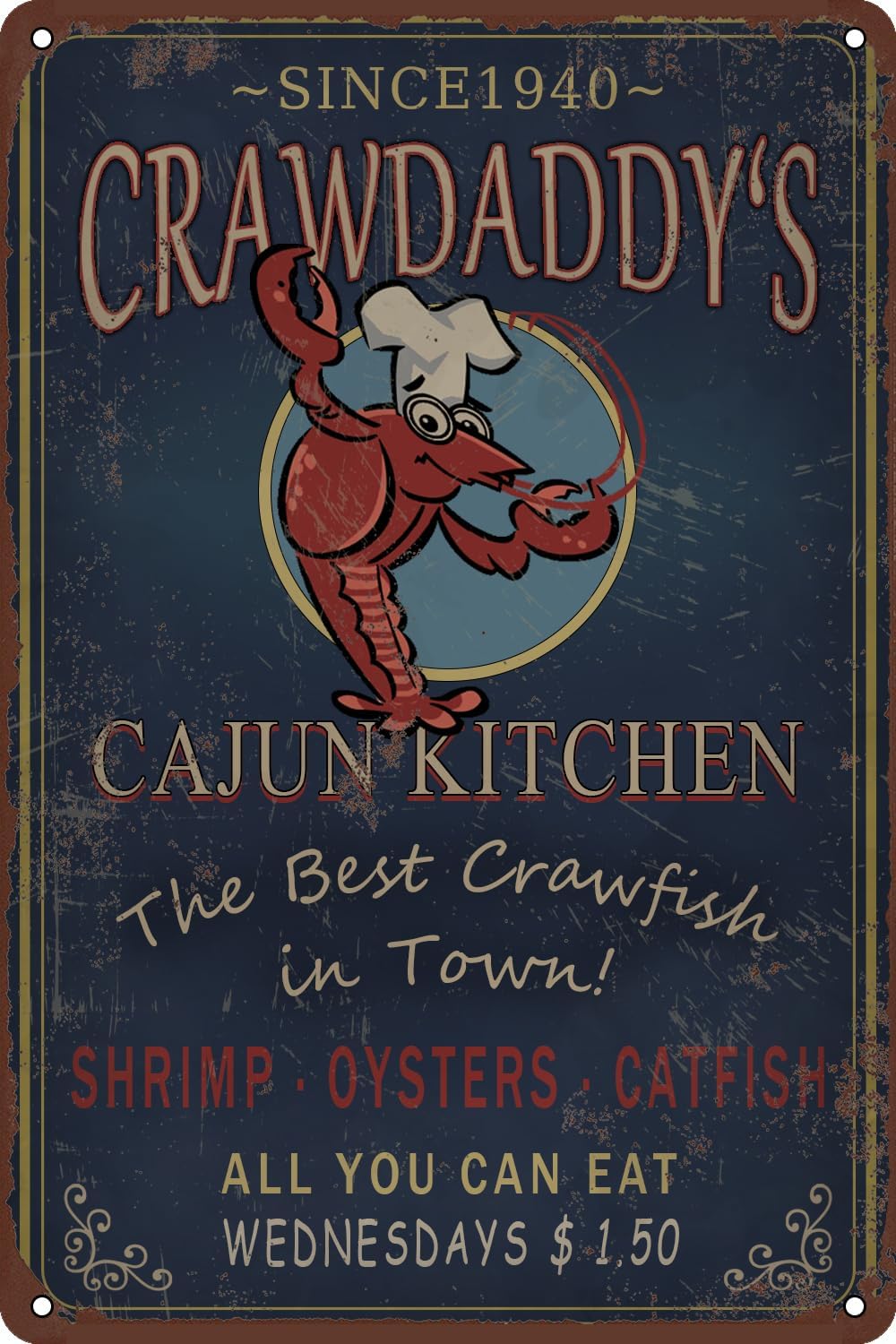 Home Bar And Restaurant - Beat Crawfish Crawdaddy's Cajun Kitchen メタルブリキ看板、アクセサリー壁装飾、バー、レストラン、カフェ、パブ、家庭用、屋内、屋外用