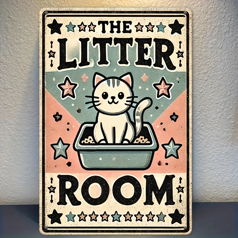 Home Bar And Restaurant - レトロな猫砂ルーム用アイアンメタルサイン、ヴィンテージスタイルのウォールアート、家庭、カフェ、バー、レストラン、ランドリー、ガレージ、オフィス、寝室用。