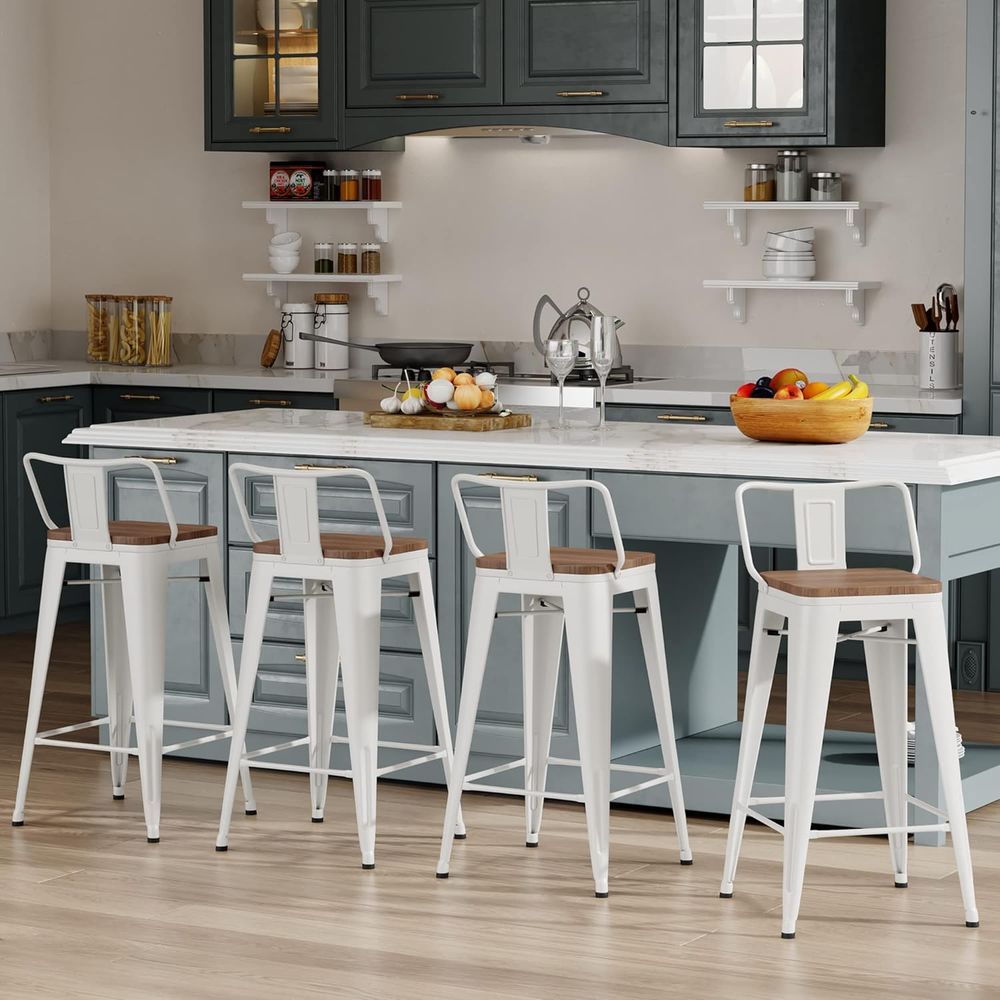 26インチ バースツール4脚セット 工業用メタルバースツール - Home Bar Stools のレビューと価格