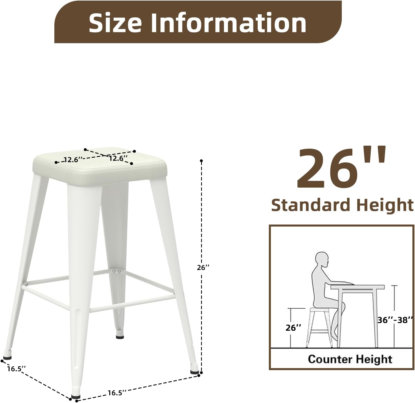 バースツール4脚セット、高さ26インチのカウンターハイトバー - Home Bar Stools のレビューと価格