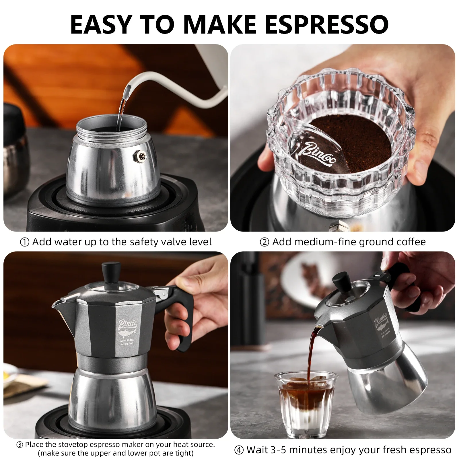 Bincoo 2カップ ダブルバルブ モカポット アルミ合金 - Home Barista のレビューと価格