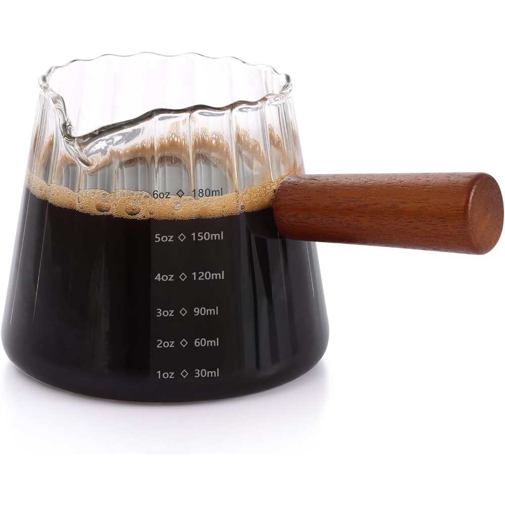 V字型注ぎ口エスプレッソショットグラス 6オンス 木製ハンド - Home Barista のレビューと価格
