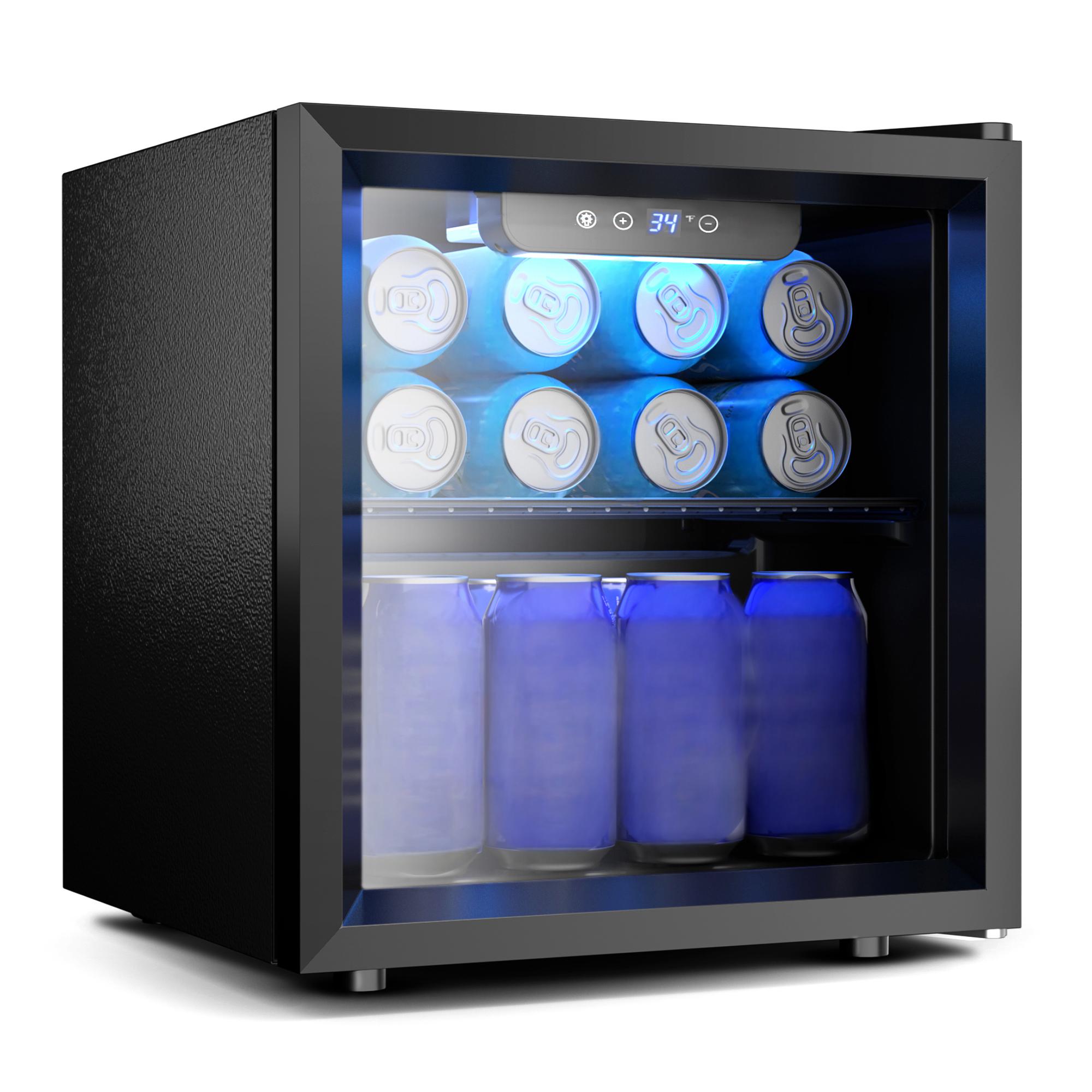 EKOJUCE ガラス扉ミニ冷蔵庫、調整可能な棚と青色LED - Home Bar And Fridge のレビューと価格