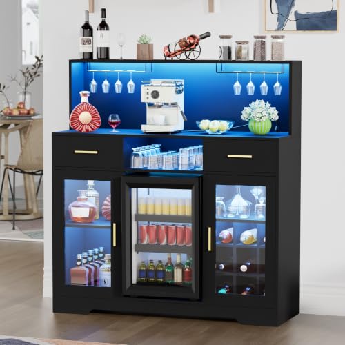 収納付きミニ冷蔵庫キャビネット、LEDライトと電源コンセント - Home Bar And Fridge のレビューと価格
