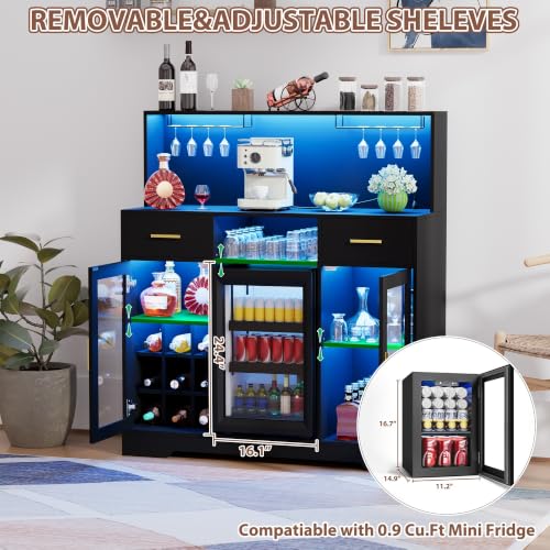 収納付きミニ冷蔵庫キャビネット、LEDライトと電源コンセント - Home Bar And Fridge のレビューと価格