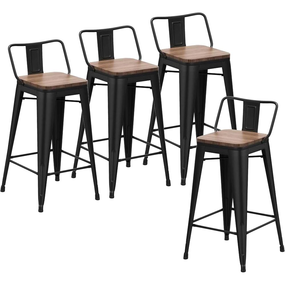 24インチ バースツール4脚セット 工業用メタルバースツール - Home Bar Stools のレビューと価格
