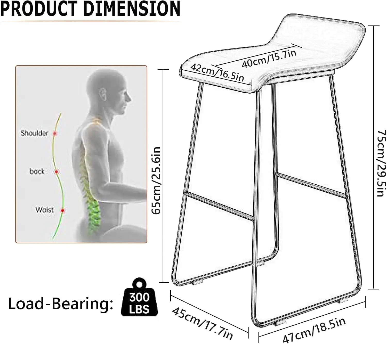 バースツール インダストリアルPUレザー バーチェア 背もた - Home Bar Stools のレビューと価格