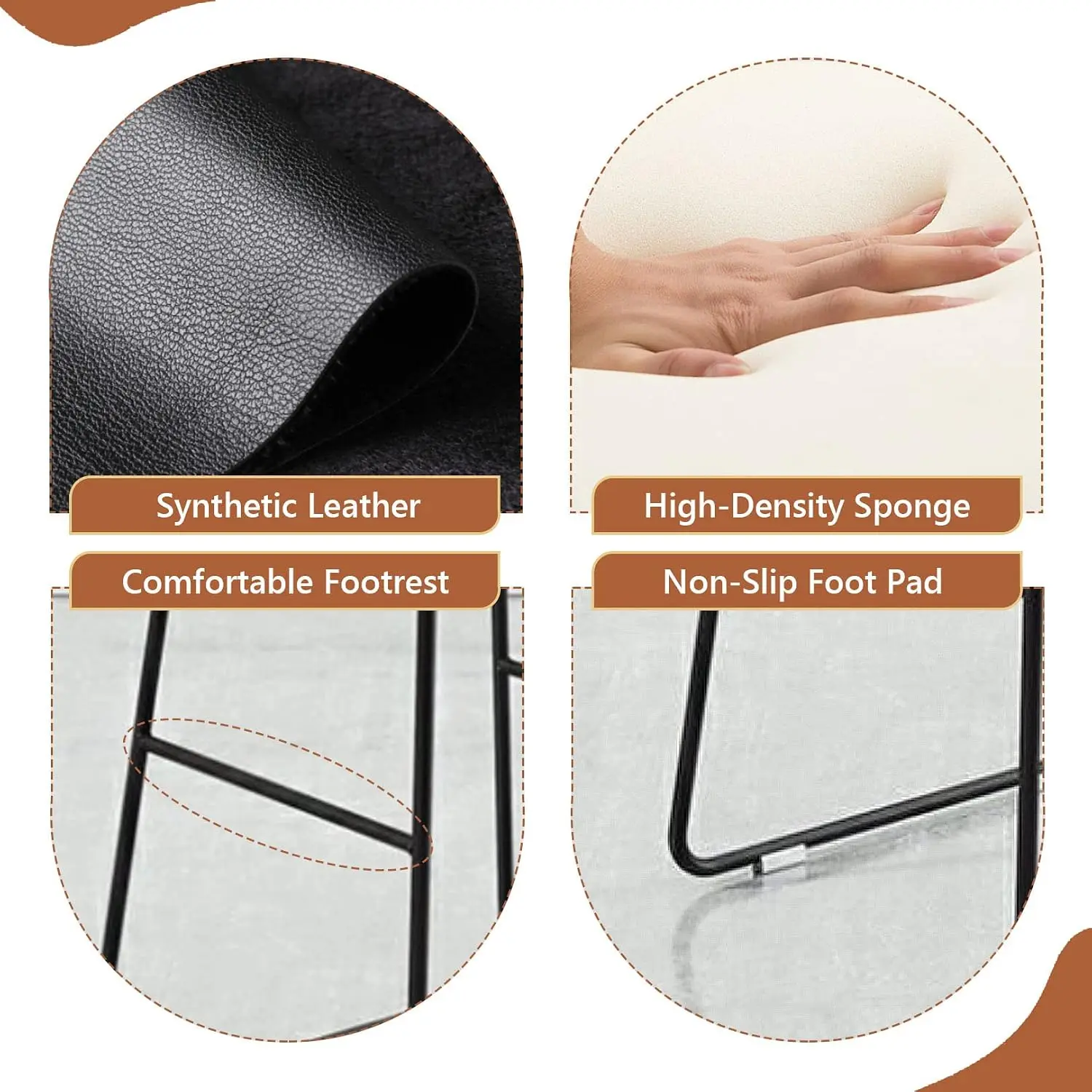 バースツール インダストリアルPUレザー バーチェア 背もた - Home Bar Stools のレビューと価格