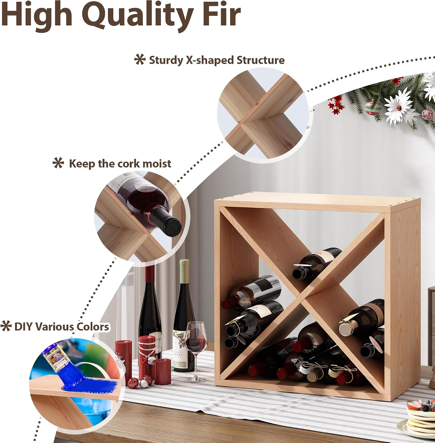 96本収納ワインラック、カウンター用ワイン収納キューブ、自立 - Home Bar Shelves のレビューと価格