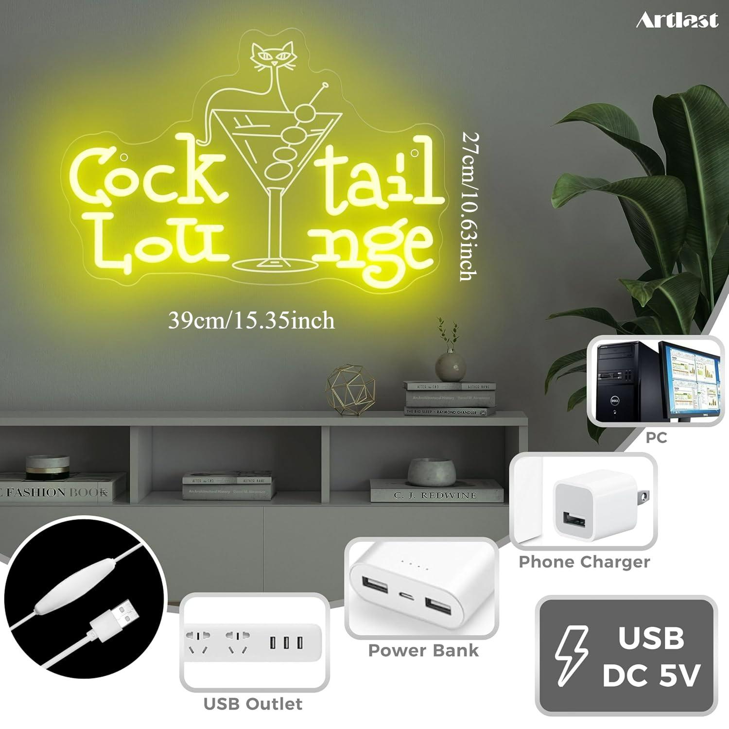カクテルラウンジネオンサイン調光可能LEDライト、バー、ホー - Home Bar Cafe のレビューと価格
