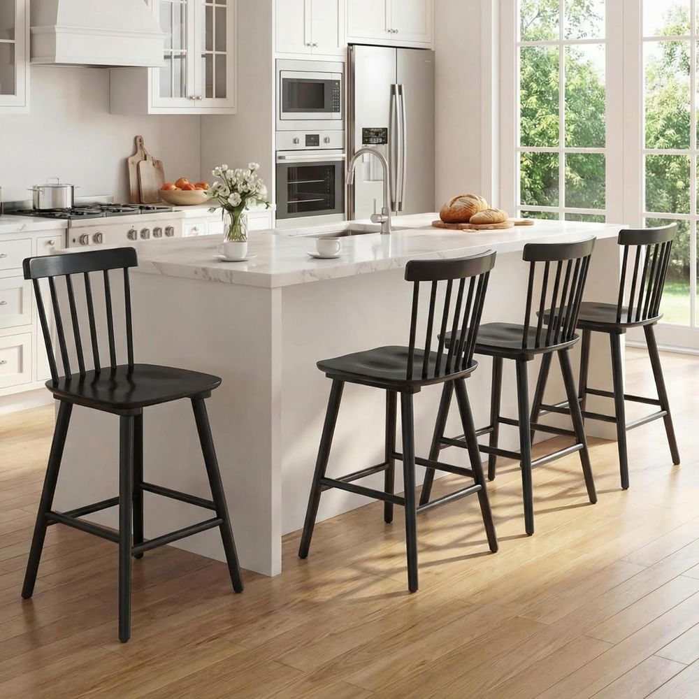4脚セット、カウンター高さ26インチの木製バースツール、スピ - Home Bar Stools のレビューと価格