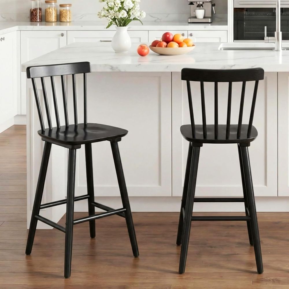 4脚セット、カウンター高さ26インチの木製バースツール、スピ - Home Bar Stools のレビューと価格